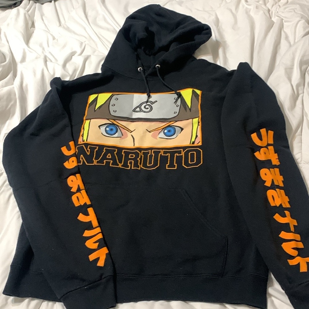 NARUTO Anime Graphic Y2K Black Sweatshirt Sleeve Graphics Men’s Sz Medium
